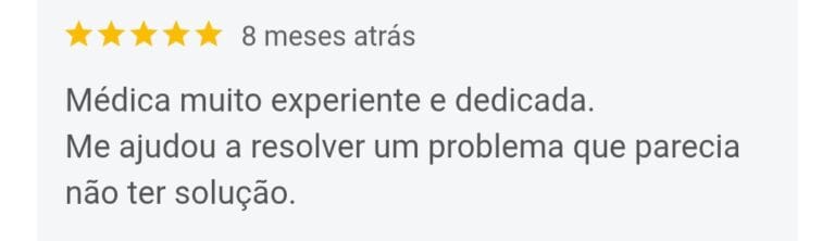 7 avaliação do google dra elaine resolveu o problema