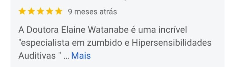 5 avaliação do google dra elaine incrível