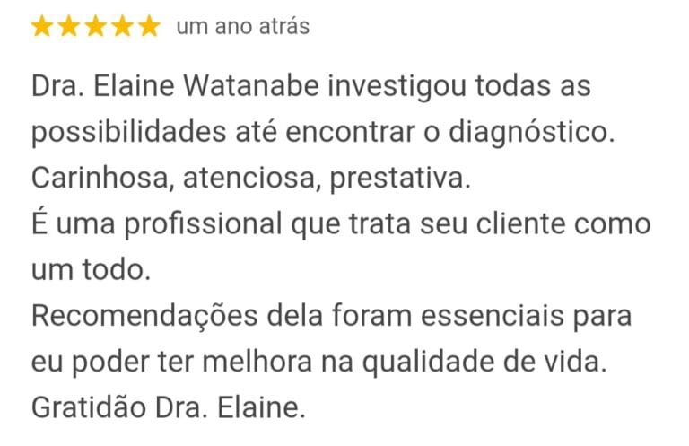 3 avaliação do google dra elaine esclente